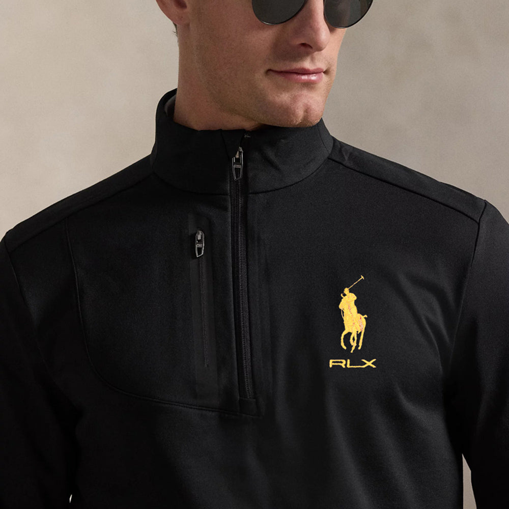 RLX Golf Pullover - RL Tour Pro Logo Lux QZ - Black - Yellow AW26
