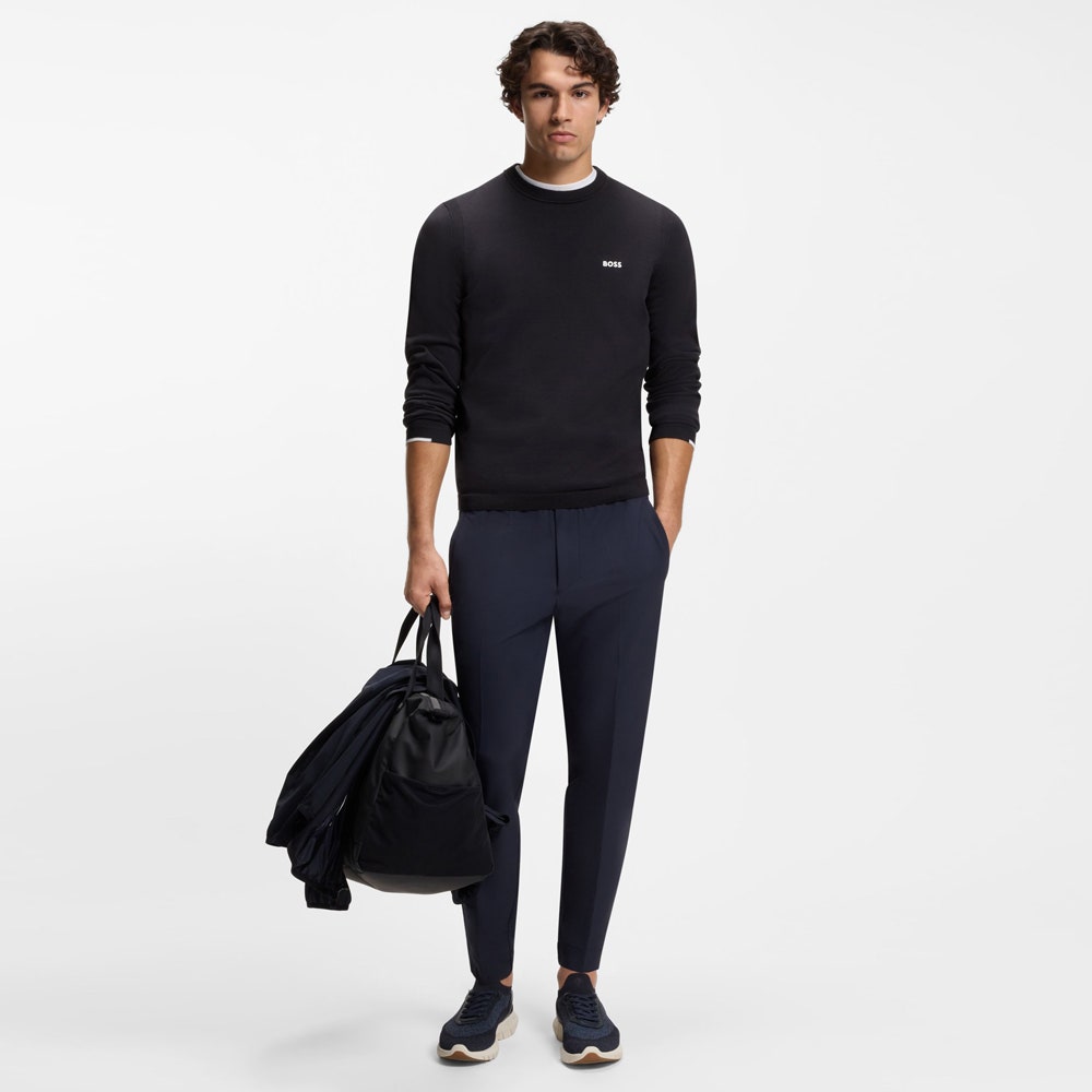 BOSS Golf Jumper - Knitted Ever-X Crew Neck - Dark Navy WI26