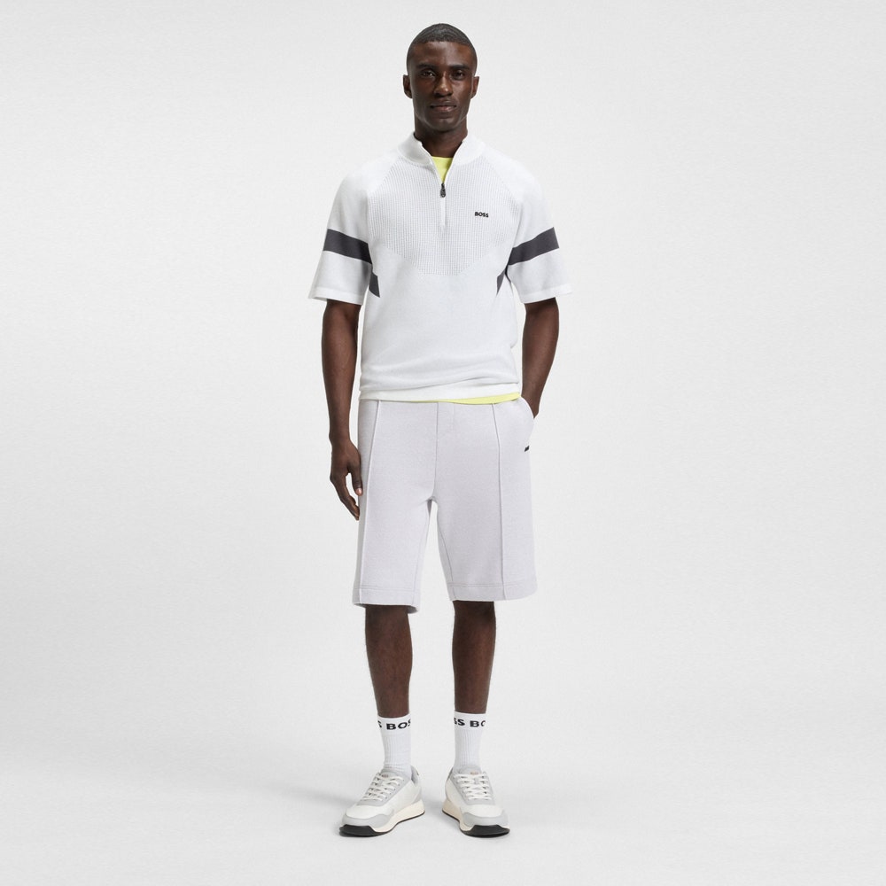 BOSS Golf Jumper - Knitted Retro SS Hybrid - Bright White FA25