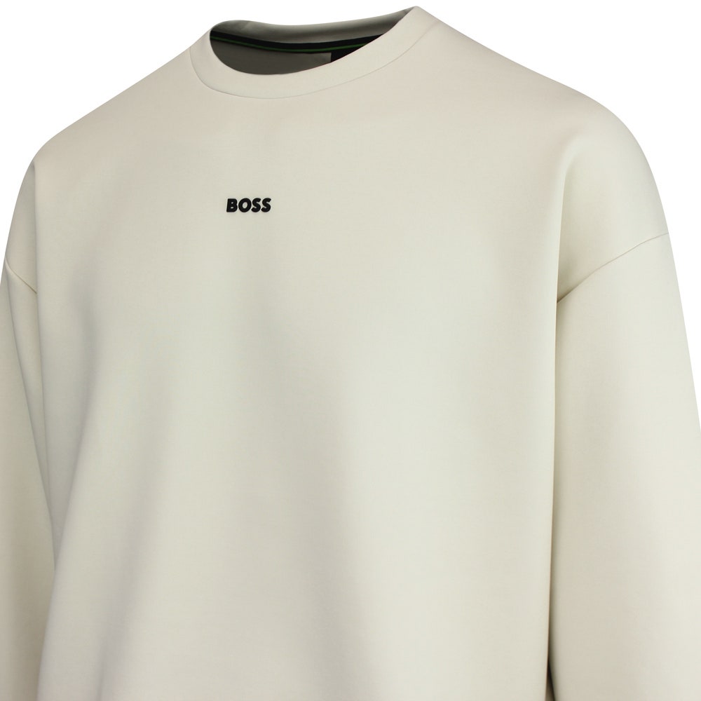 BOSS Golf Jumper - Stenson Oversize Crew Neck - Almond Milk WI25