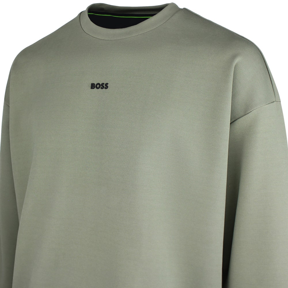 BOSS Golf Jumper - Stenson Oversize Crew Neck - Olive Green SP26