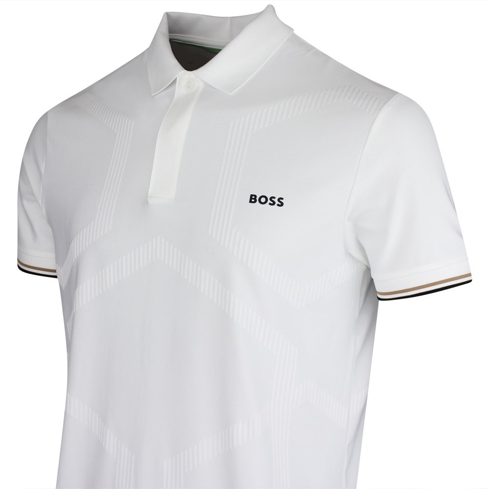 BOSS Golf Shirt - Hexa Chip GOC Reg. Fit - Bright White SP26