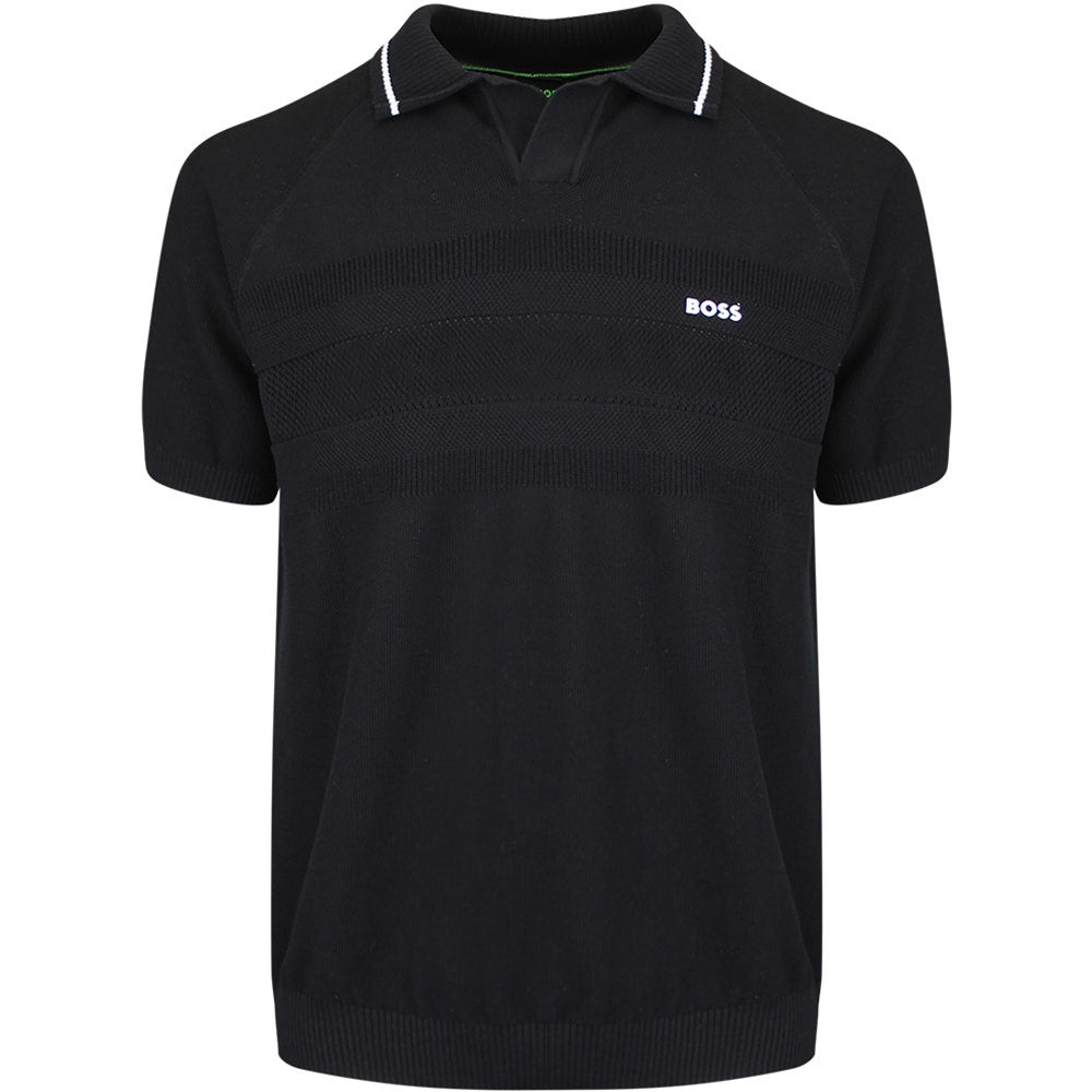 BOSS Golf Shirt - Knitted Member Polo - Black SU26