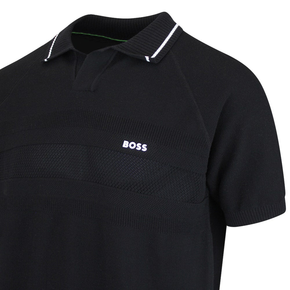 BOSS Golf Shirt - Knitted Member Polo - Black SU26