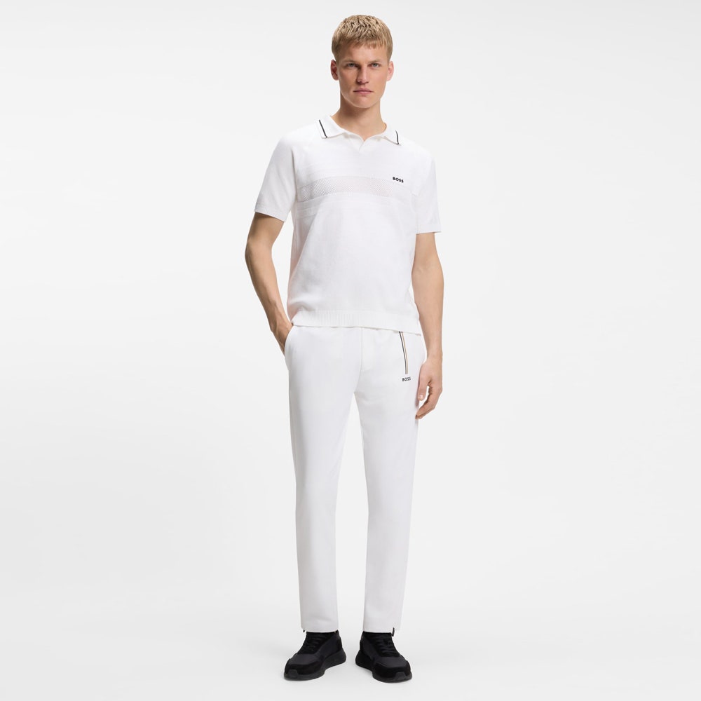 BOSS Golf Shirt - Knitted Member Polo - Bright White SU26
