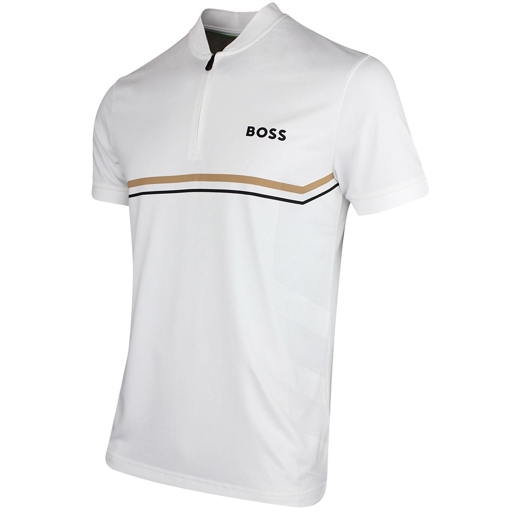 BOSS Golf Shirt - Spin Bodymapped TOC Slim - Bright White SP26