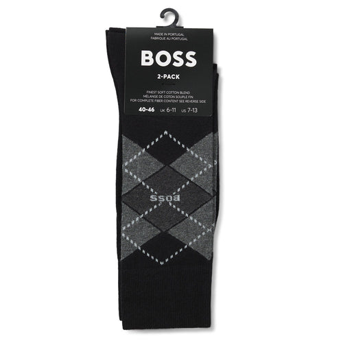 BOSS Golf Socks - RS Argyle CC - 2 Pack Black SP26
