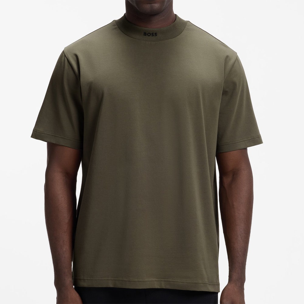 BOSS Golf T-Shirt - Tee Mock Collar Relaxed - Olive Green SP26