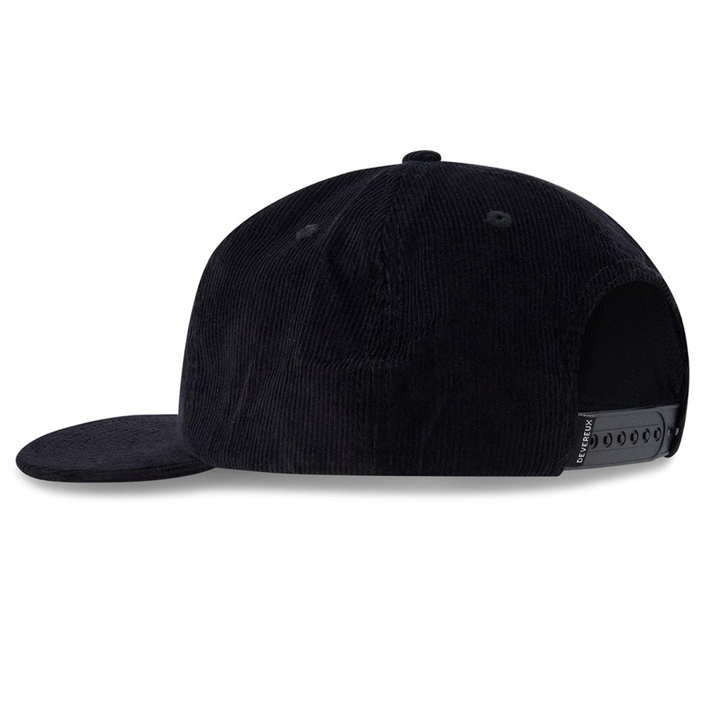 Devereux Golf Cap - Sorry Cord Snapback - Black FA26