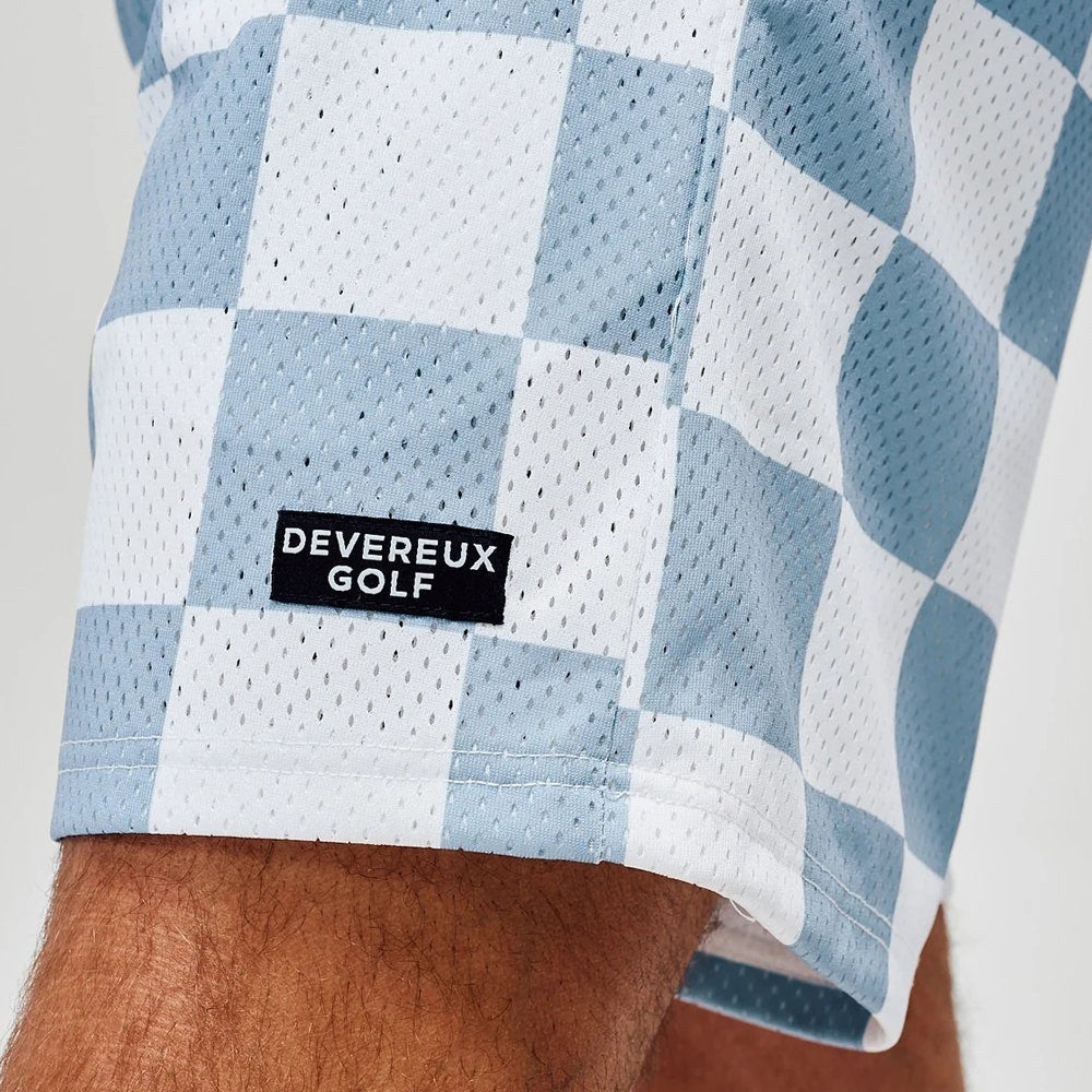 Devereux Golf Shorts - Checkerboard Mesh 5.5" - White - Marine SU26