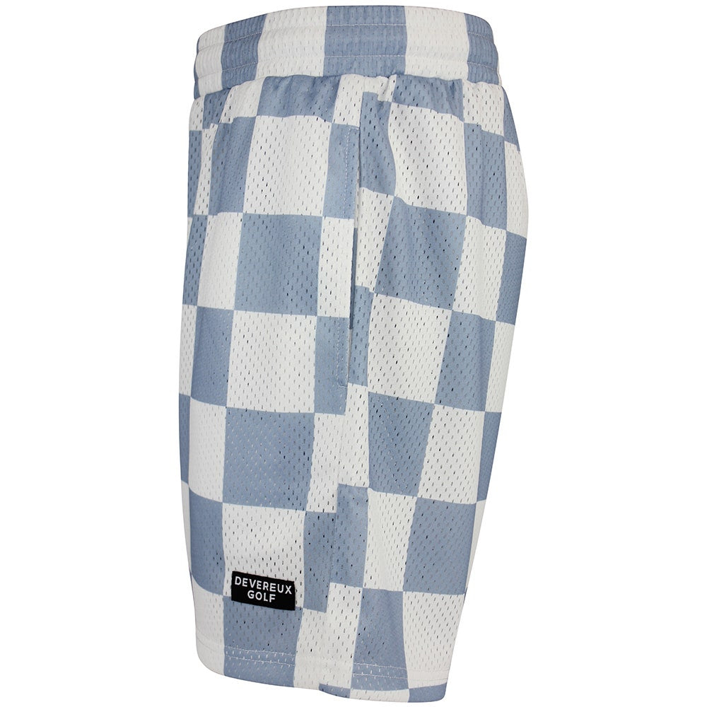 Devereux Golf Shorts - Checkerboard Mesh 5.5" - White - Marine SU26
