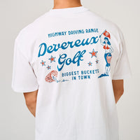 Devereux Golf T-Shirt - Range Buckets Tee - White FA26
