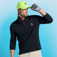 G/FORE Golf Pullover - Camo Skull & Tee's Waffle Knit QZ - Onyx FA25