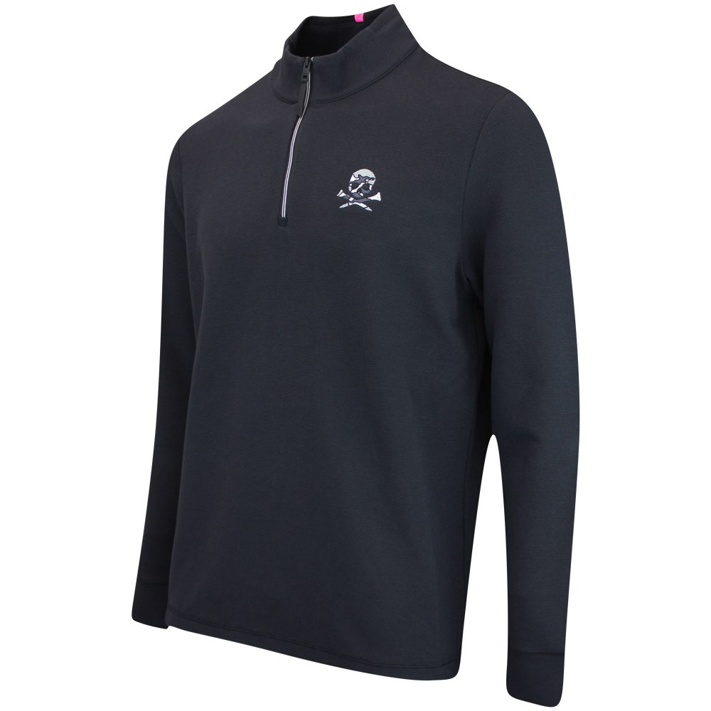 G/FORE Golf Pullover - Camo Skull & Tee's Waffle Knit QZ - Onyx FA25