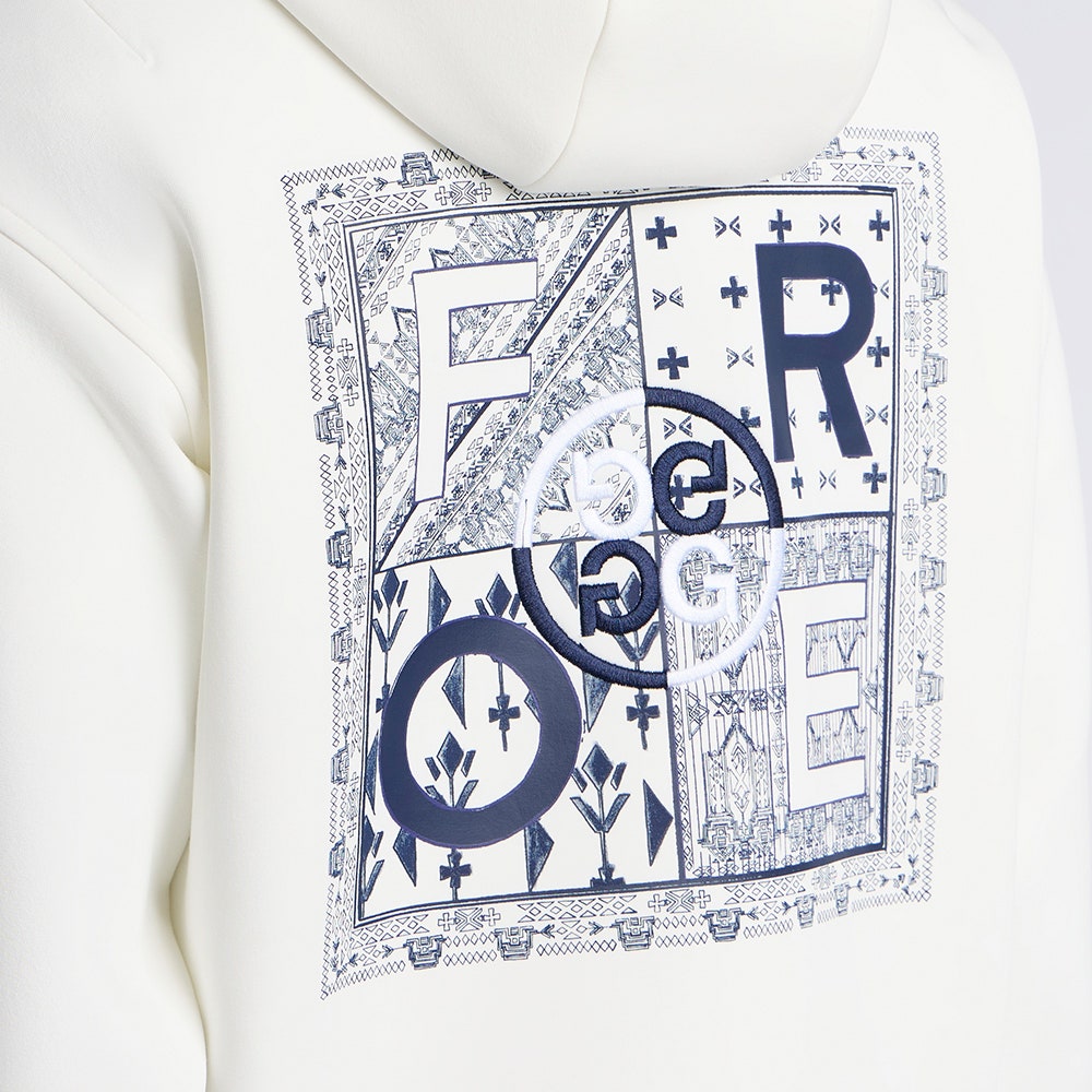 G/FORE Golf Pullover - Graphic Scuba Tech Hoodie - Chalk White AW26
