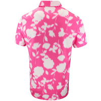G/FORE Golf Shirt - Blur Floral Tech Jersey Polo - Knockout Pink FA25