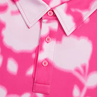 G/FORE Golf Shirt - Blur Floral Tech Jersey Polo - Knockout Pink FA25