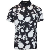 G/FORE Golf Shirt - Blur Floral Tech Jersey Polo - Onyx FA25