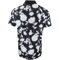 G/FORE Golf Shirt - Blur Floral Tech Jersey Polo - Onyx FA25