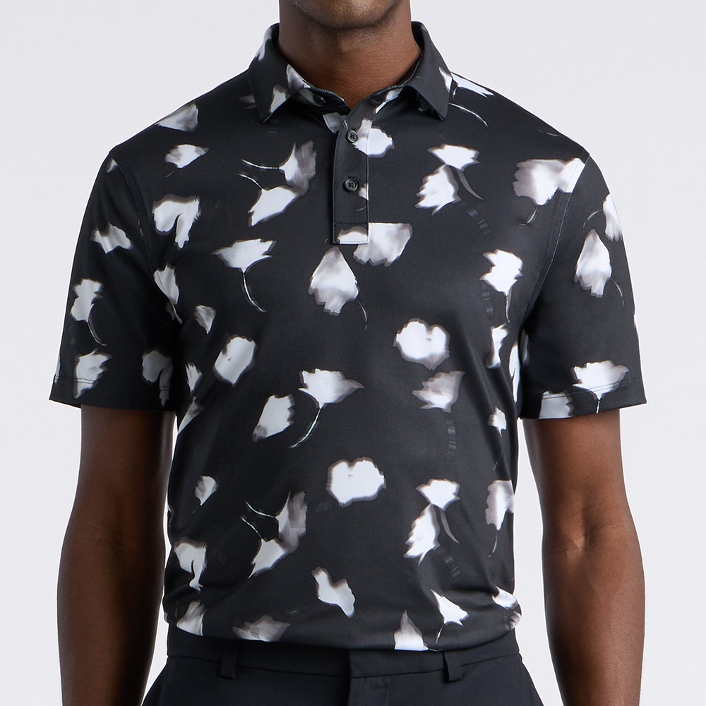 G/FORE Golf Shirt - Blurred Floral Tech Jersey - Onyx AW26
