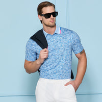G/FORE Golf Shirt - Fireworks Print Tech Jersey Polo - Baja SS26