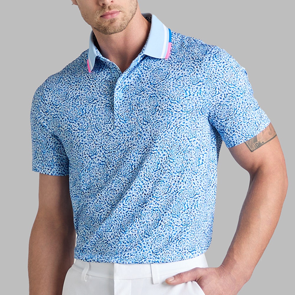 G/FORE Golf Shirt - Fireworks Print Tech Jersey Polo - Baja SS26