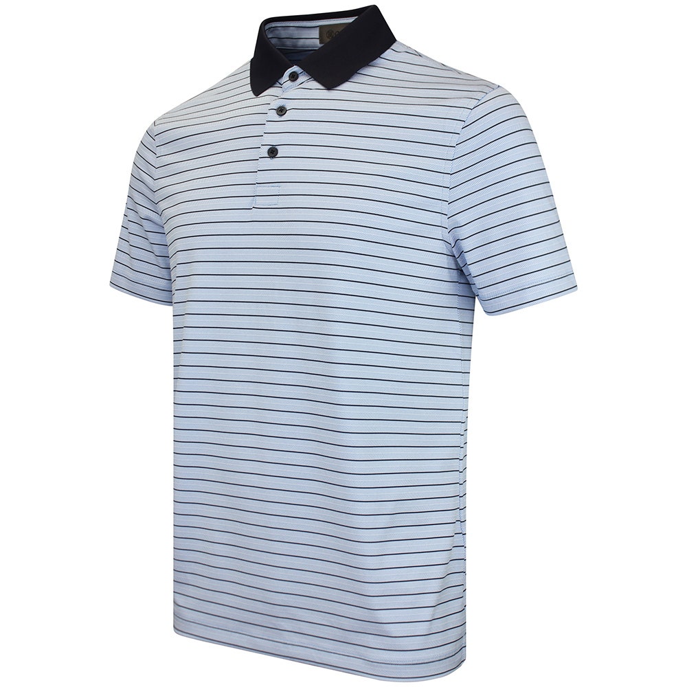 G/FORE Golf Shirt - Herringbone Stripe Tech Jersey - Cerulean AW26