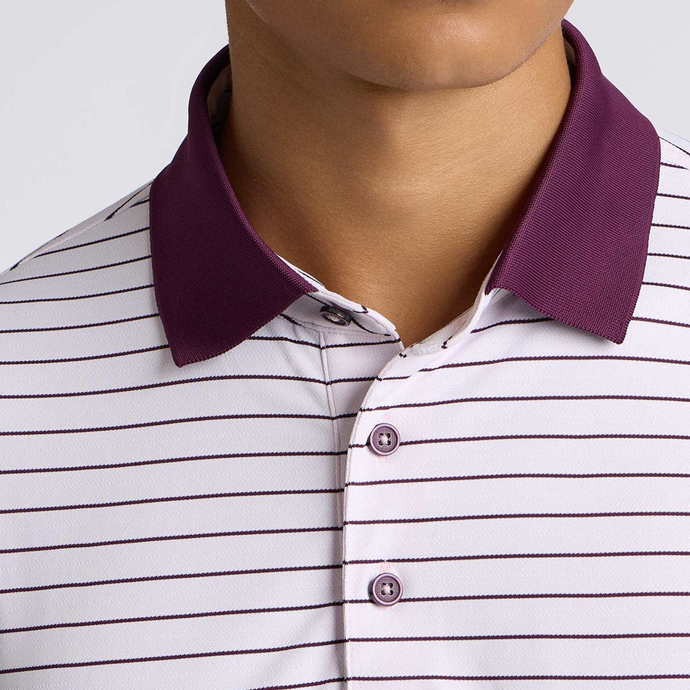 G/FORE Golf Shirt - Herringbone Stripe Tech Jersey - Dark Plum AW26