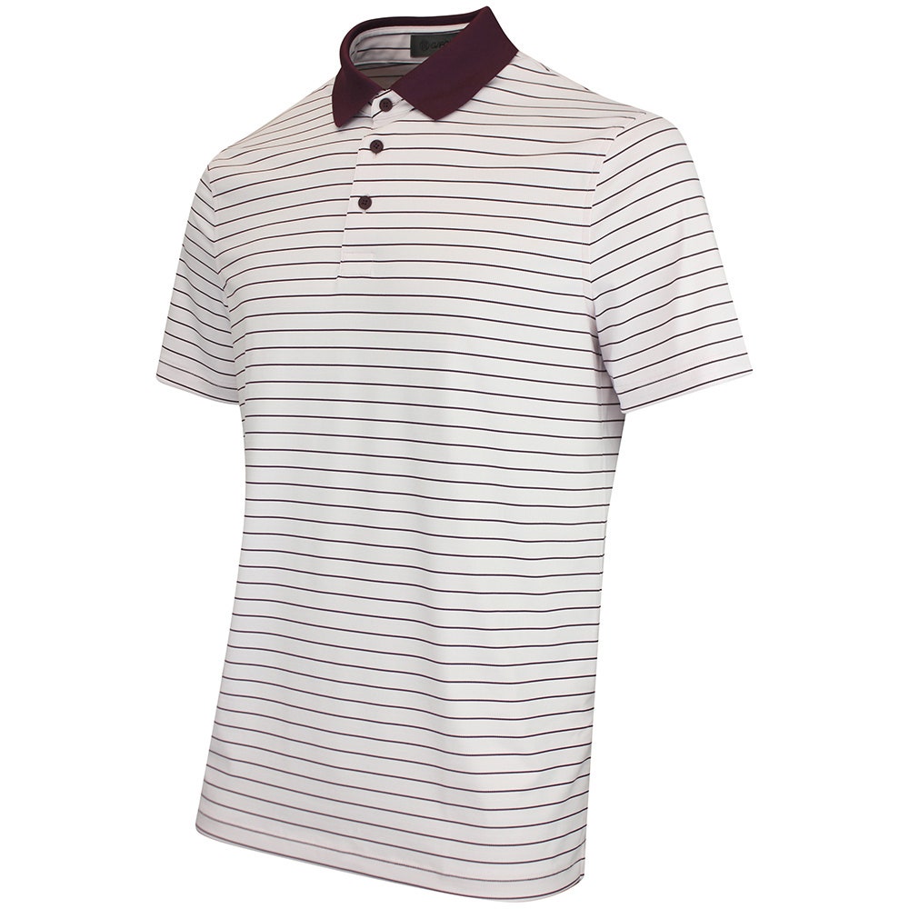 G/FORE Golf Shirt - Herringbone Stripe Tech Jersey - Dark Plum AW26
