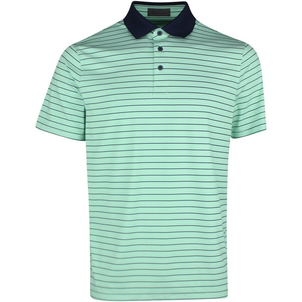 G/FORE Golf Shirt - Herringbone Stripe Tech Jersey Polo - Clover SS26