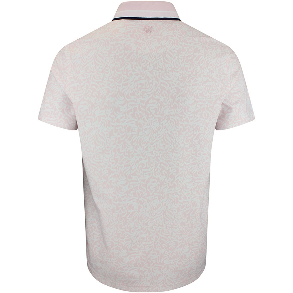 G/FORE Golf Shirt - White Board Print Tech Jersey Polo - Blush SS26