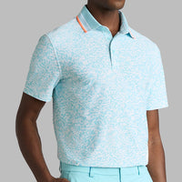 G/FORE Golf Shirt - White Board Print Tech Jersey Polo - Cenote SS26
