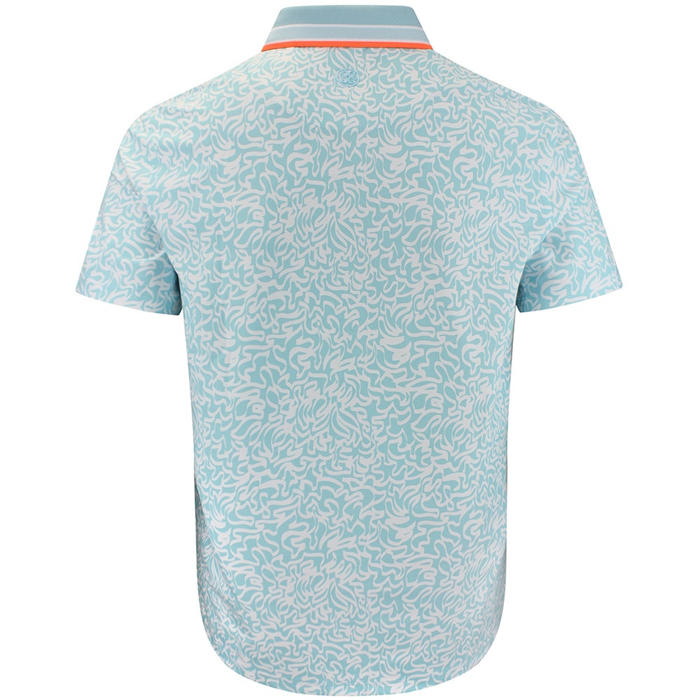 G/FORE Golf Shirt - White Board Print Tech Jersey Polo - Cenote SS26