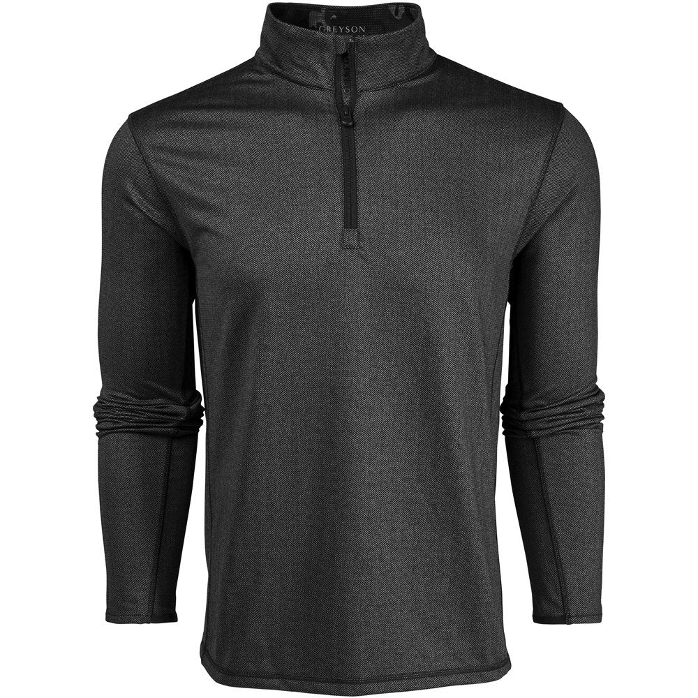 Greyson Golf Mid Layer - Tate QZ - Black Herringbone SS26