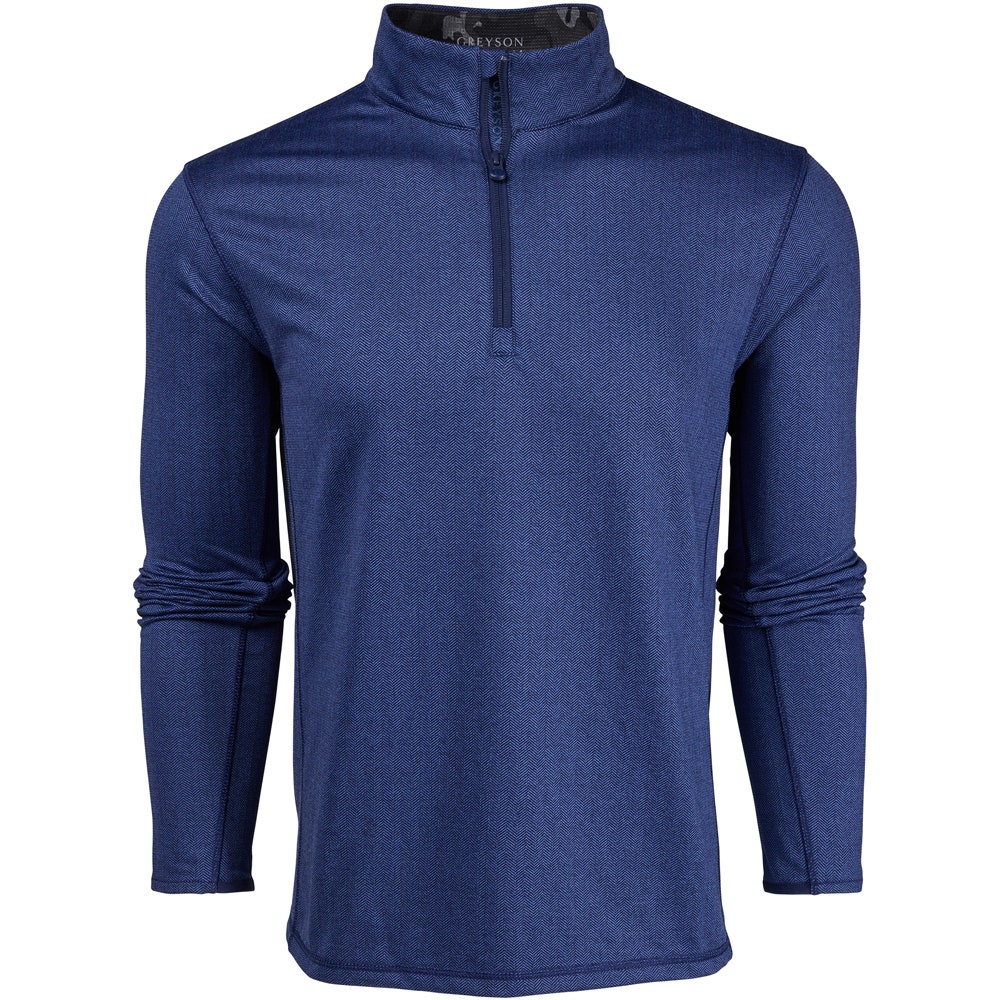 Greyson Golf Mid Layer - Tate QZ - Navy Herringbone SS26
