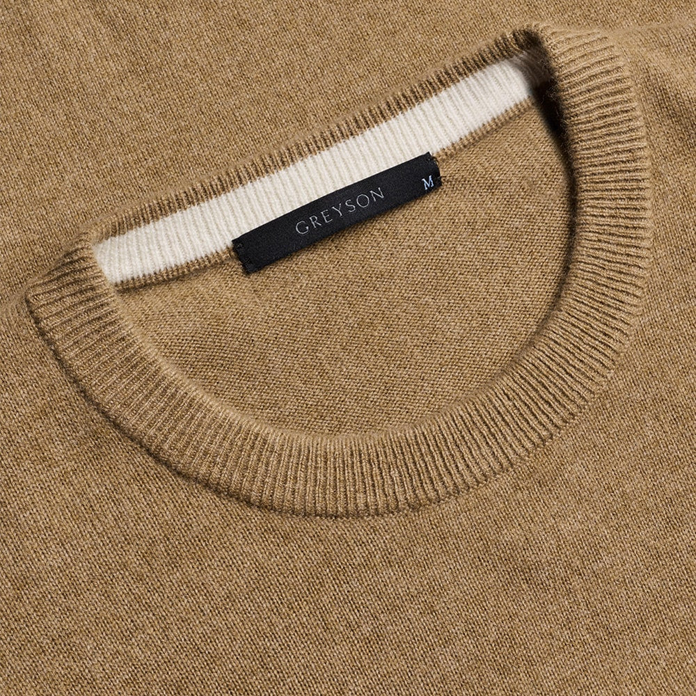 Greyson Golf Mid Layer - Tomahawk Cashmere Crew - Sandstorm Hthr 2025