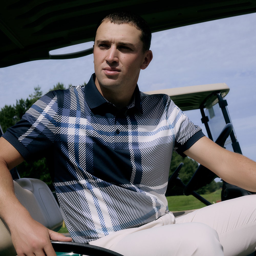 GP Exclusive - J.Lindeberg Tour Tech Print Reg. Fit Polo - GSO Tartan