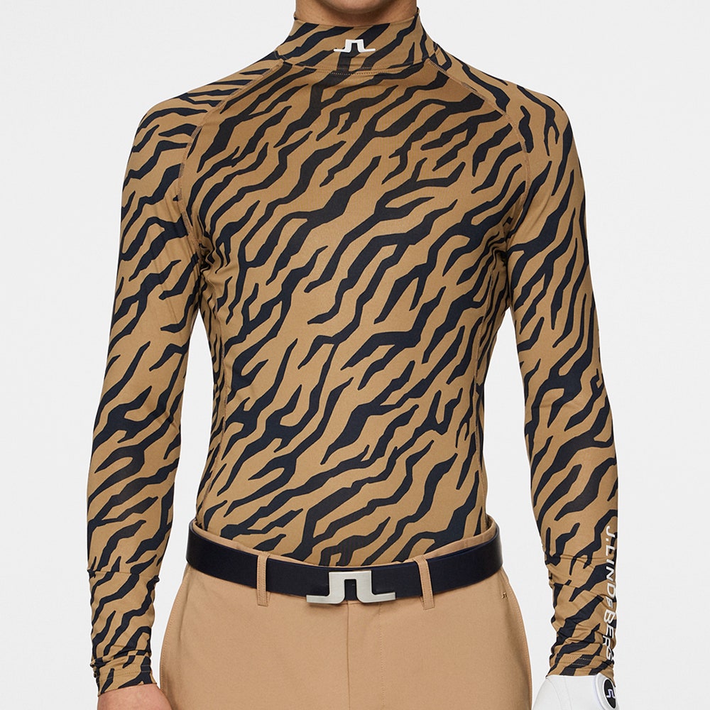 J.Lindeberg Golf Base Layer - Ello Compression Print - Tiger Brown SS25