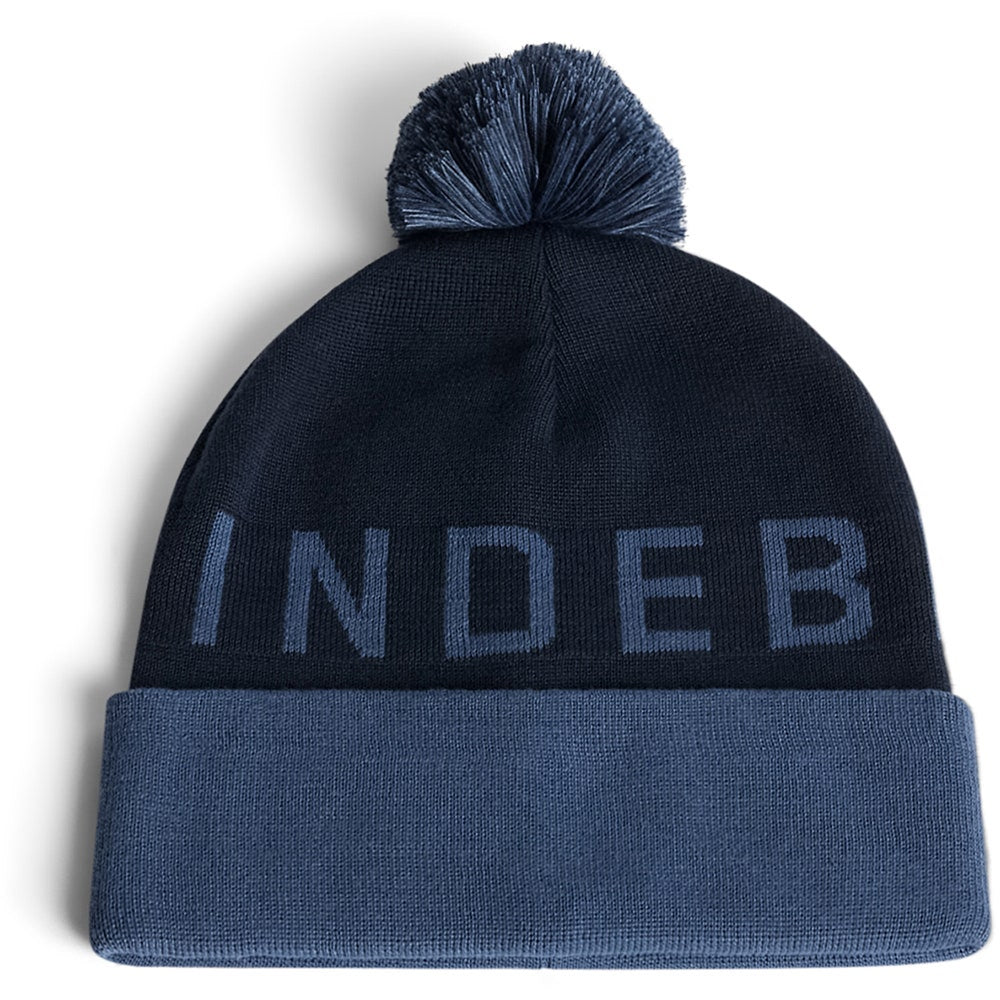 J.Lindeberg Golf Beanie - Brannon Bobble Hat - Vintage Indigo AW25
