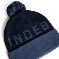 J.Lindeberg Golf Beanie - Brannon Bobble Hat - Vintage Indigo AW25