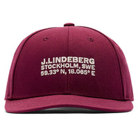 J.Lindeberg Golf Cap - Cyrus Flat Bill - Winetasting AW26