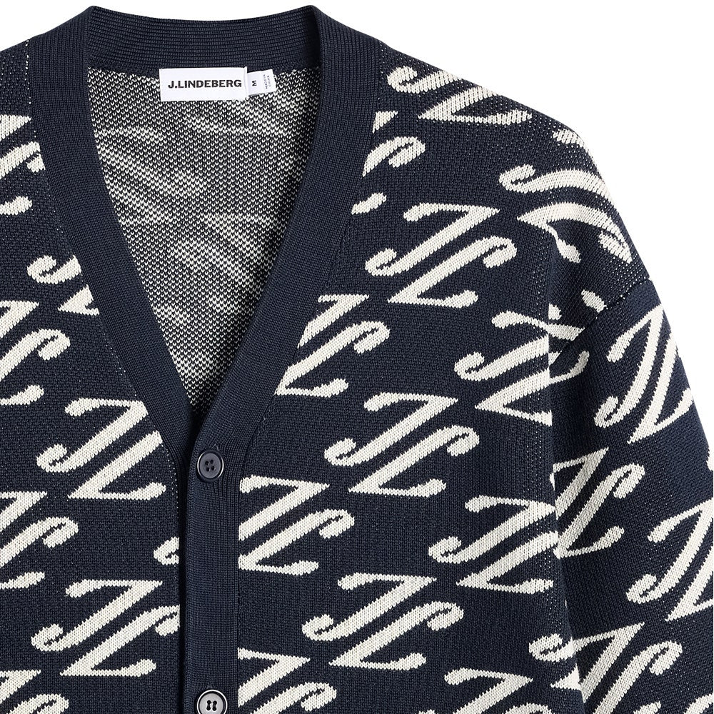 J.Lindeberg Golf Jumper - Denny Jacquard Cardigan - JL Navy AW26