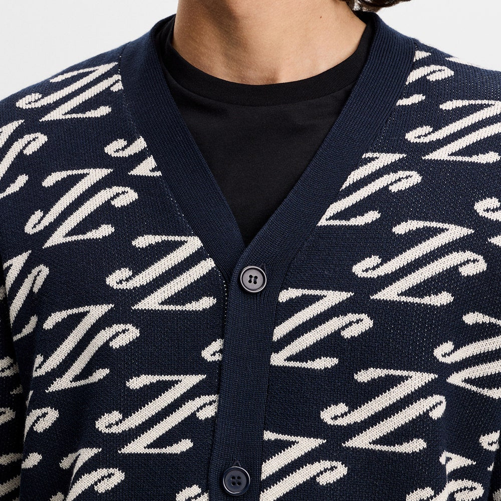J.Lindeberg Golf Jumper - Denny Jacquard Cardigan - JL Navy AW26