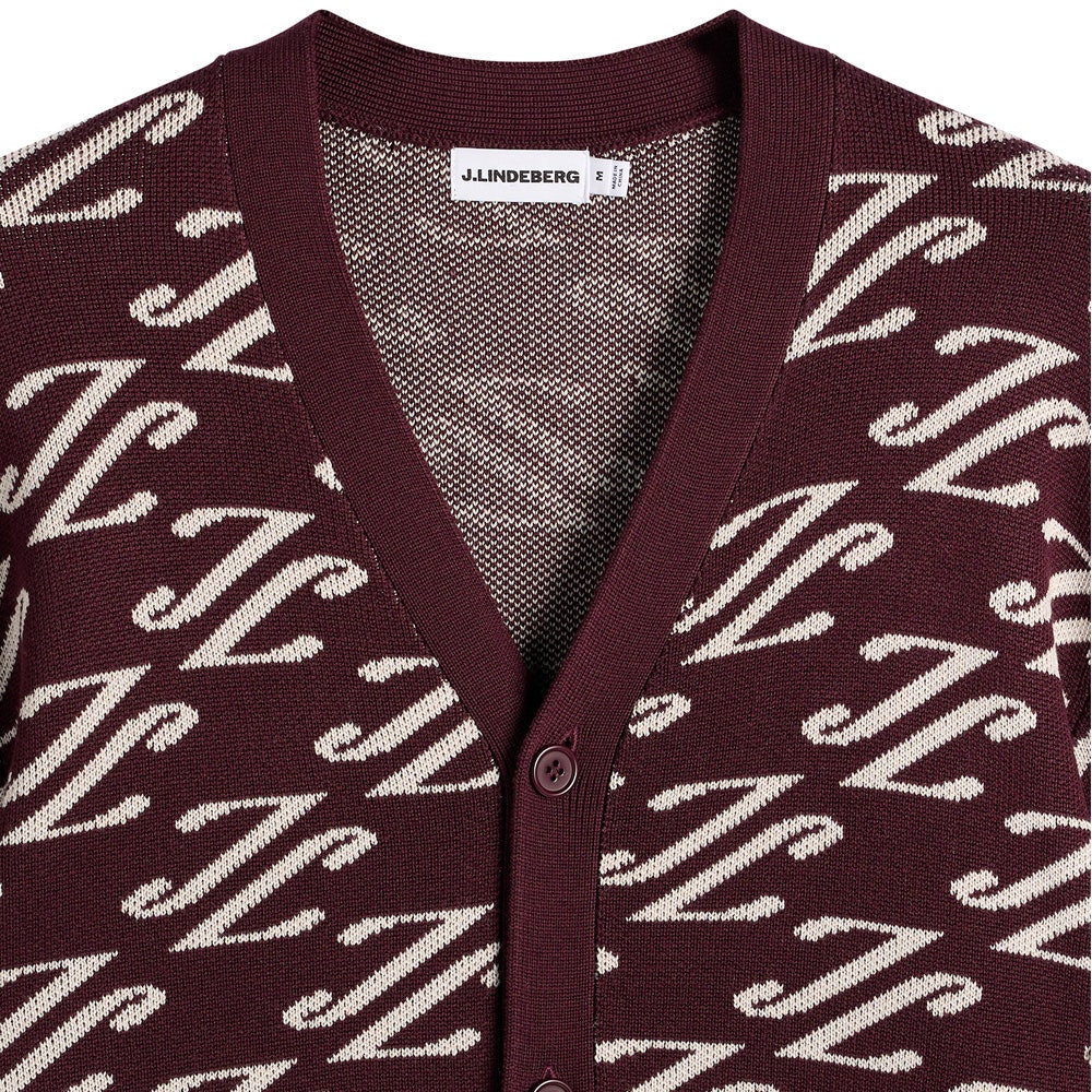 J.Lindeberg Golf Jumper - Denny Jacquard Cardigan - Winetasting AW26