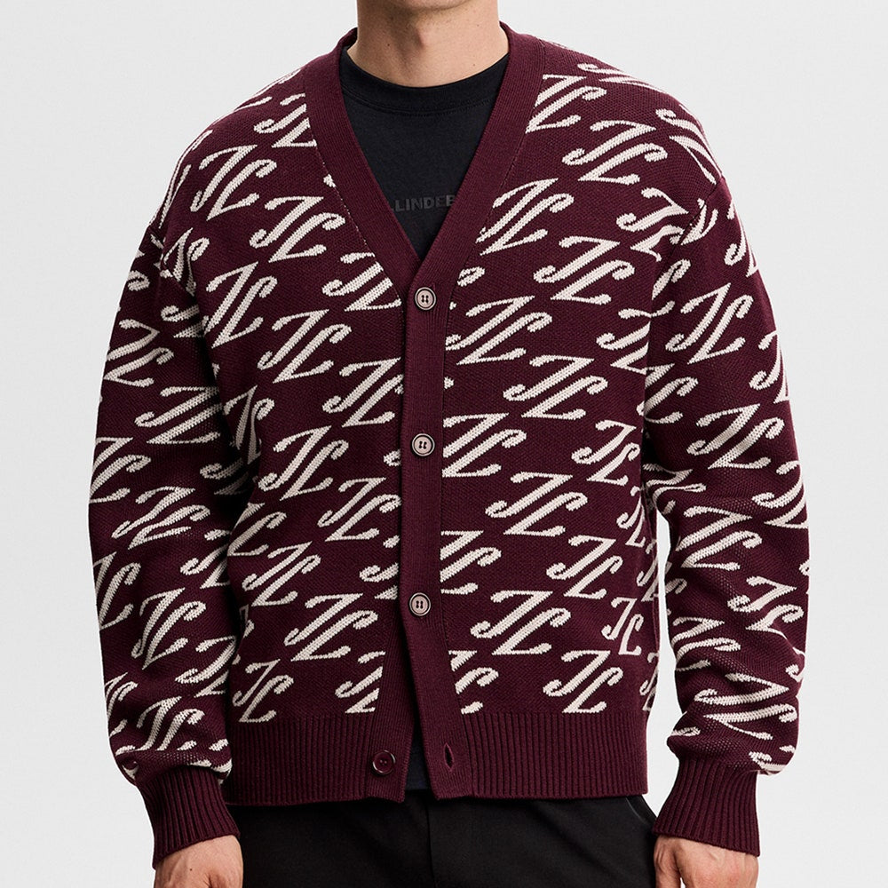 J.Lindeberg Golf Jumper - Denny Jacquard Cardigan - Winetasting AW26