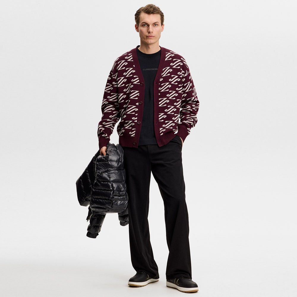 J.Lindeberg Golf Jumper - Denny Jacquard Cardigan - Winetasting AW26