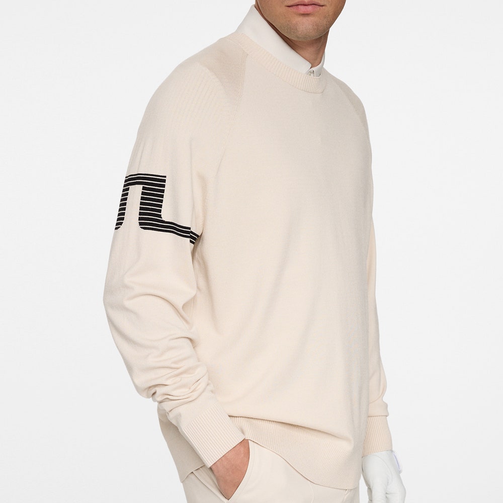 J.Lindeberg Golf Jumper - Heath Tech Knit Crew - Moonbeam AW25