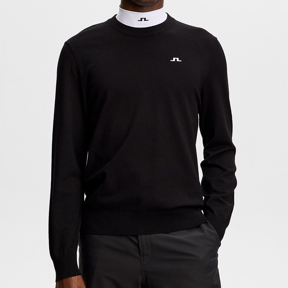 J.Lindeberg Golf Jumper - Henry Knitted Crew Neck - Black AW26