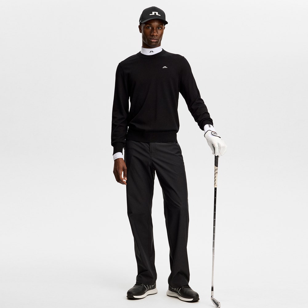 J.Lindeberg Golf Jumper - Henry Knitted Crew Neck - Black AW26