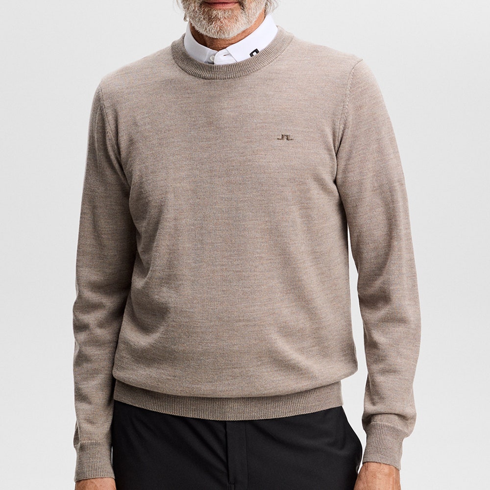 J.Lindeberg Golf Jumper - Keane Merino Crew Neck - Brindle Mel. AW26